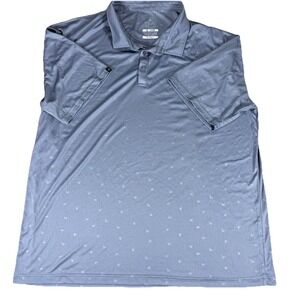 Swannies Polo Shirt Mens 3XL Blue Gray Allover Swan Print Performance Golf Tee